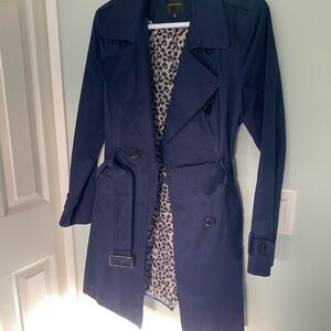 Portmans Dark Blue Trench Coat with Leopard Lining